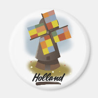 Holland windmill travel poster