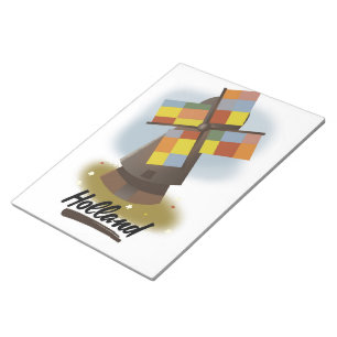 Holland windmill travel poster notepad