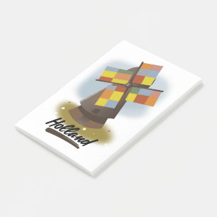 Holland windmill travel poster post-it notes
