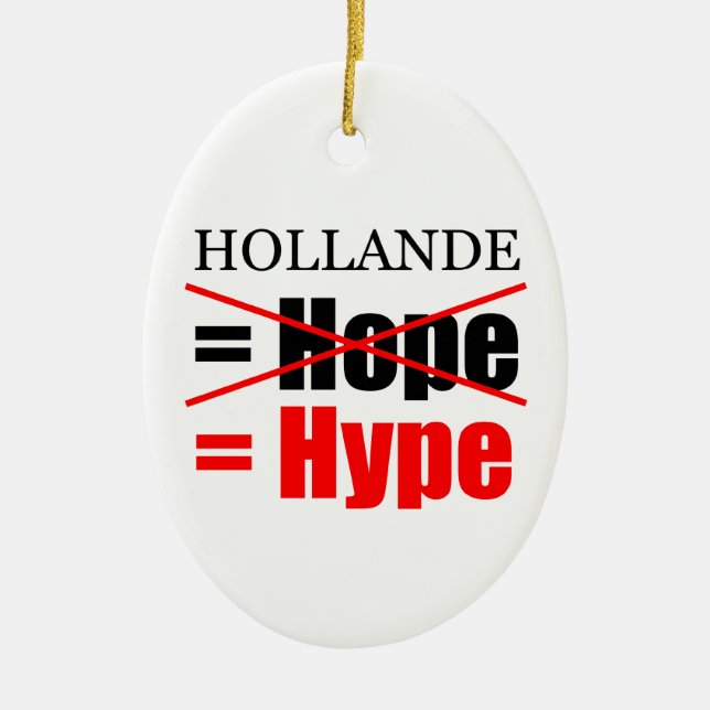 Hollande Not Hope  = Hype !!!!!!!!!!! Ceramic Tree Decoration (Front)