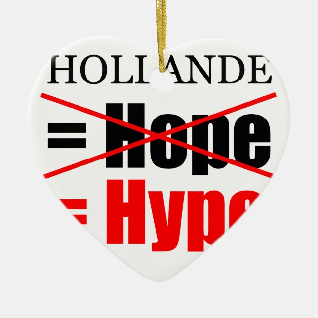 Hollande Not Hope  = Hype !!!!!!!!!!! Ceramic Tree Decoration (Front)