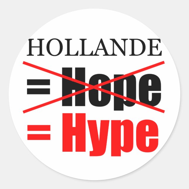 Hollande Not Hope  = Hype !!!!!!!!!!! Classic Round Sticker (Front)