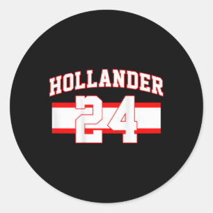 Hollander Hockey 24 Style Name Number Fan Classic Round Sticker