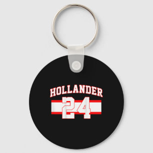 Hollander Hockey 24 Style Name Number Fan Key Ring