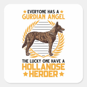 Hollandse Herder Guardian Angle Sheepdog Square Sticker