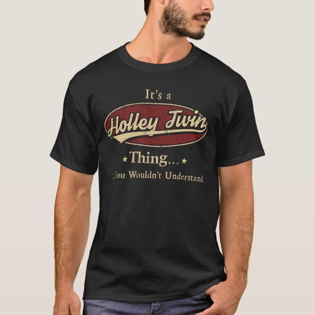 HOLLEY TWIN Name, family name crest T-Shirt (Front)