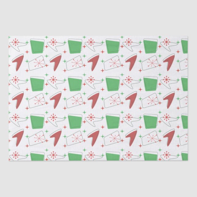 Holliday Retro Atomic Pattern on white Tissue Paper (Front)