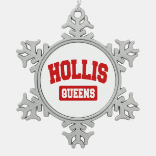 Hollis, Queens, NYC Snowflake Pewter Christmas Ornament
