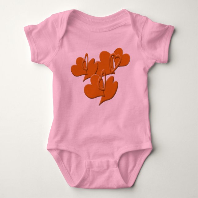 Hollow and Solid Orange Hearts Baby Bodysuit (Front)