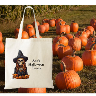 Hollow-Eyed Witch Skeleton Tote Bag
