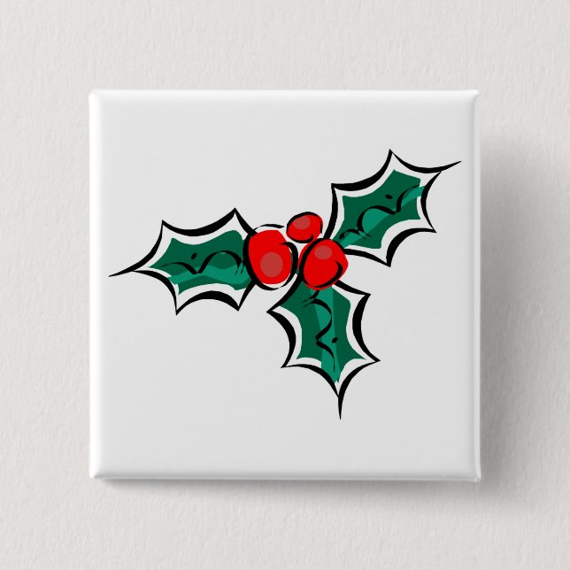 Holly 15 Cm Square Badge (Front)