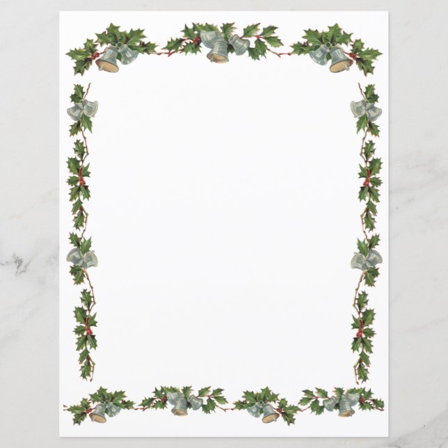Holly and Bells Christmas Letter Paper (Front)
