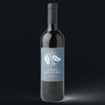 Holly and Berries Blue Christmas Wine Label<br><div class="desc">Add this festive label to your gift of wine this Christmas. A graphic of holly leaves and berries appear in white on a beautiful pastel blue background.  A simple message "Merry Christmas" appears below the graphic along with custom text for your name.</div>