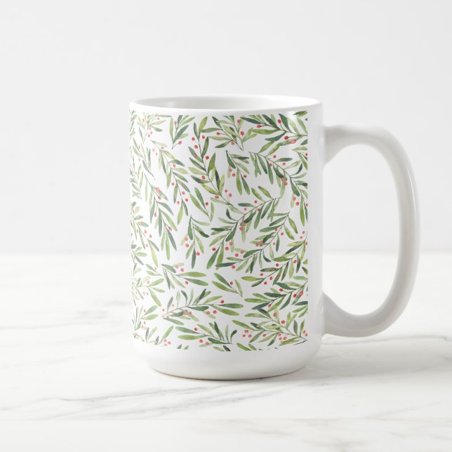 Holly and Berries Christmas Holiday Coffee Mug (Right)