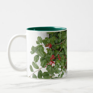 Holly and Berries Christmas Holiday Two-Tone Coffee Mug