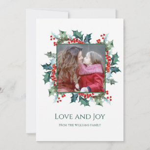 Holly and Berries Holiday Photo Greeting Card
