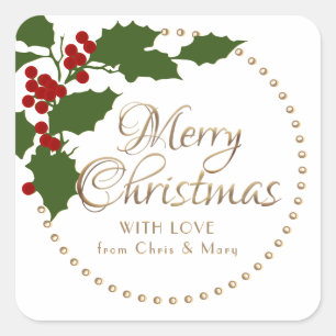 Holly and Berries Merry Christmas To and From      Square Sticker