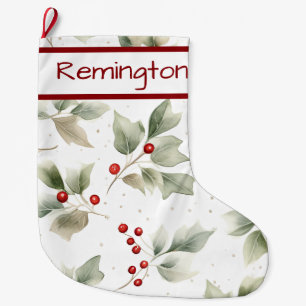 Holly and Berries Pattern on Christmas Stockings