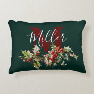 Holly and berries personalised  accent pillow