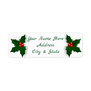 Holly and Berries Return Address Label