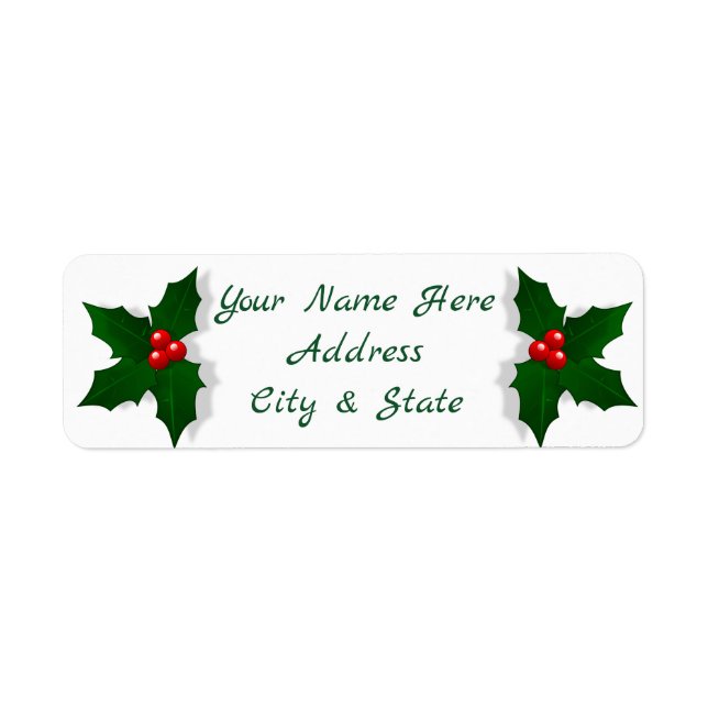 Holly and Berries Return Address Label (Front)