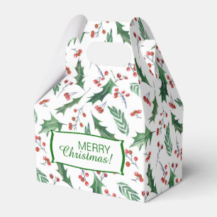 Holly and Berry Christmas Pattern Favour Box