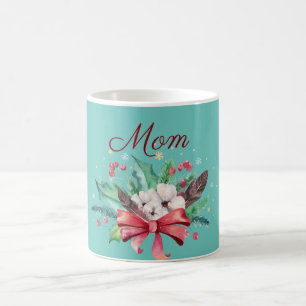 Holly and Feathers Bouquet Christmas Coffee Mug