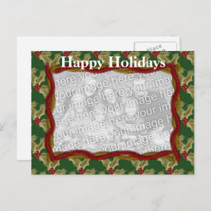 Holly And Garland Christmas Holiday Photo Postcard