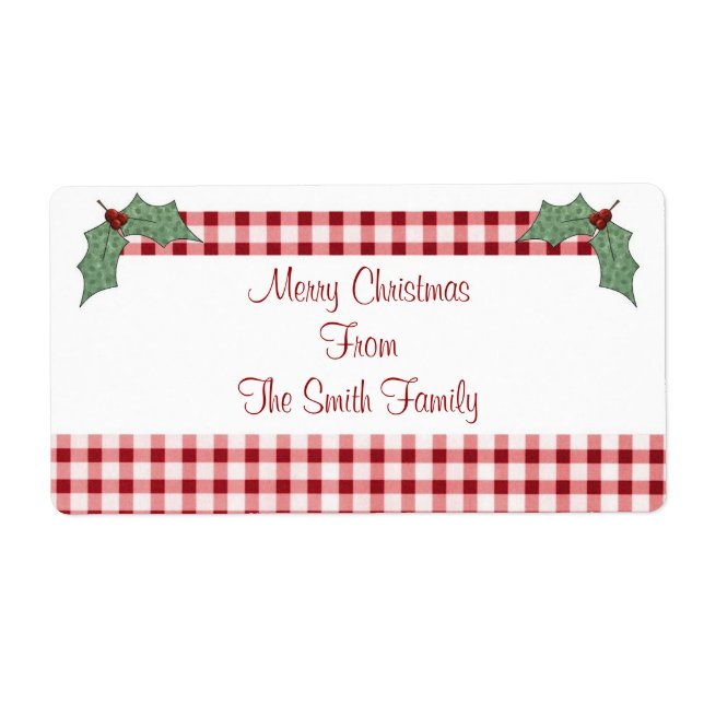 Holly and Gingham Label (Front)