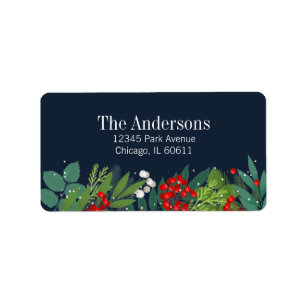 Holly And Greenery Merry Christmas Holiday Address Label