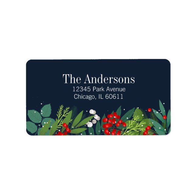 Holly And Greenery Merry Christmas Holiday Address Label (Front)