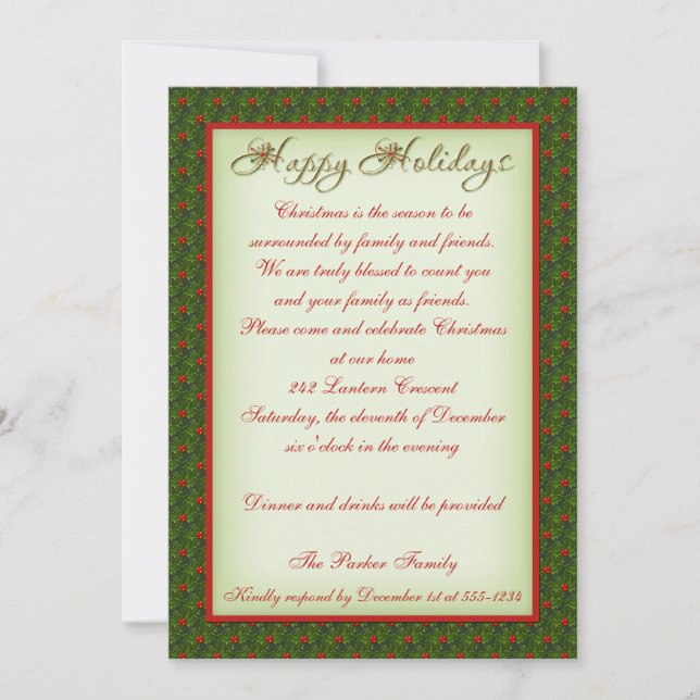 Holly and Ivy Christmas Party Invitation (Front)