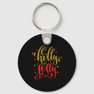 Holly And Jolly Festive Christmas Holiday Pajama C Key Ring