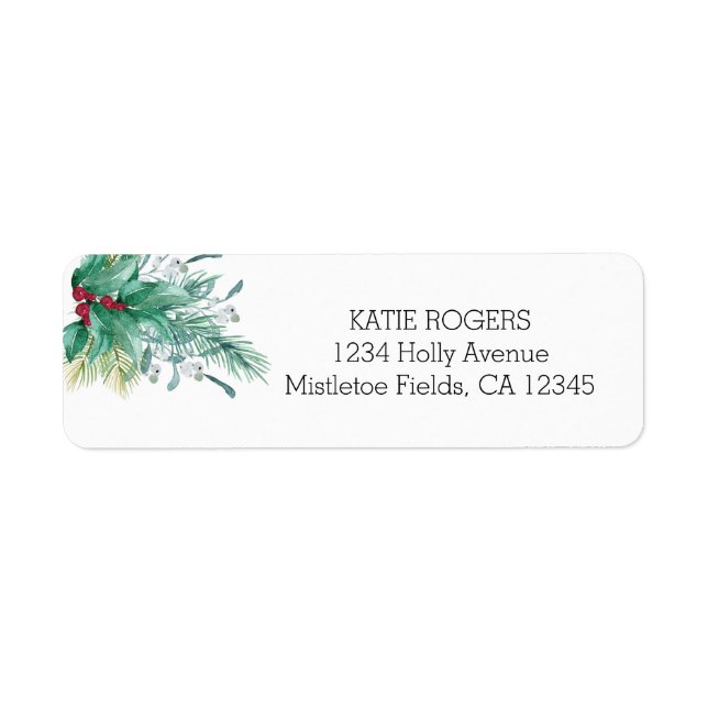 Holly and MIstletoe Christmas Address Return Address Label (Front)