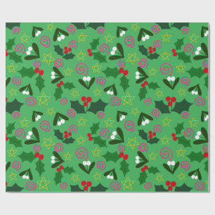 Holly and Mistletoe Holiday Wrapping Paper