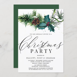 Holly and Pine Corporate Christmas Party Invitation