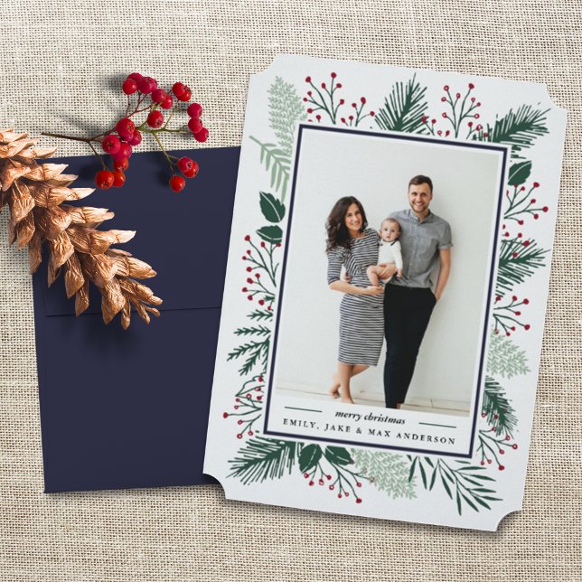 Holly and Pine | Holiday Photo Card (Creator Uploaded)