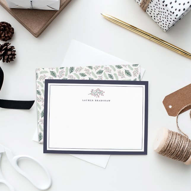 Holly and Pine | Personalised Stationery Card (Creator Uploaded)
