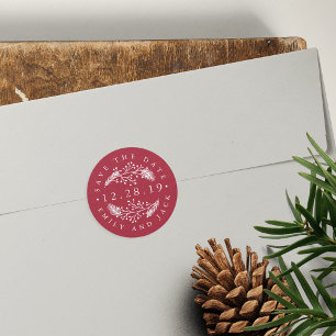 Holly and Pine Winter Save the Date Classic Round Sticker