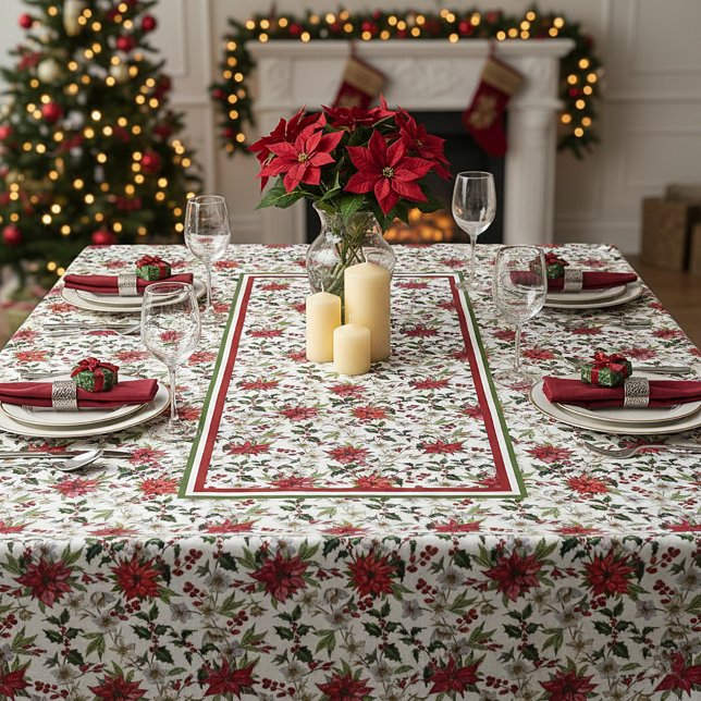 Holly and poinsettia tablecloth (Creator Uploaded)
