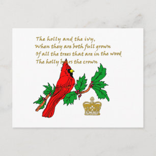 Holly and the Ivy Illustrated on Apparel & Gifts Postcard