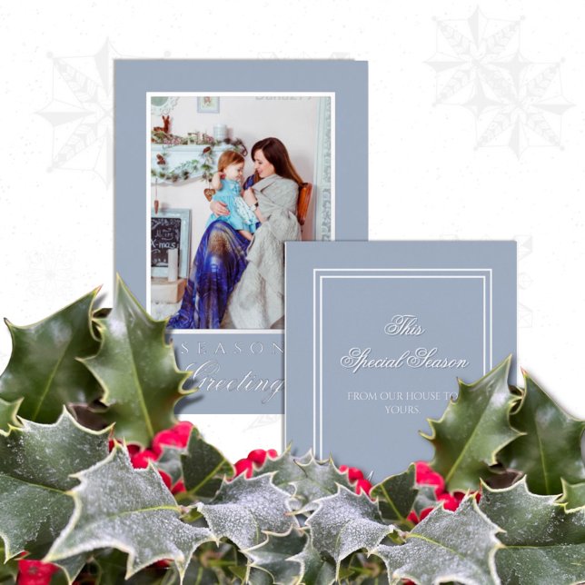 Holly and the Ivy Minimalist Blue Christmas Card (Creator Uploaded)