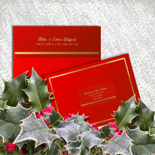 Holly and the Ivy Red and Gold Holiday Envelope