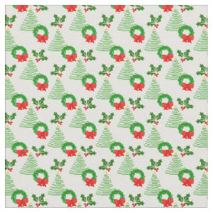 Holly and Trees and Wreaths, Oh My! Fabric