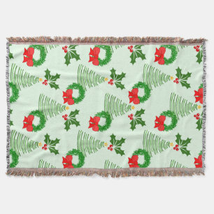 Holly and Trees and Wreaths, Oh My! Throw Blanket