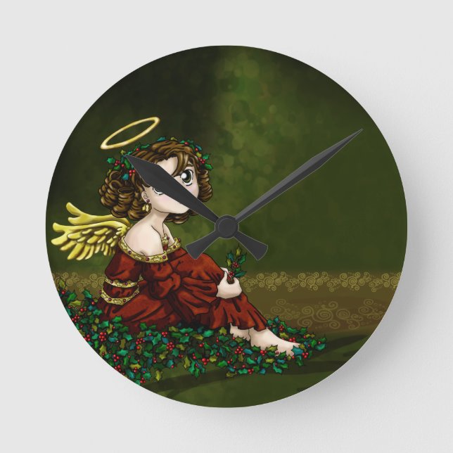 Holly Angel Round Clock (Front)