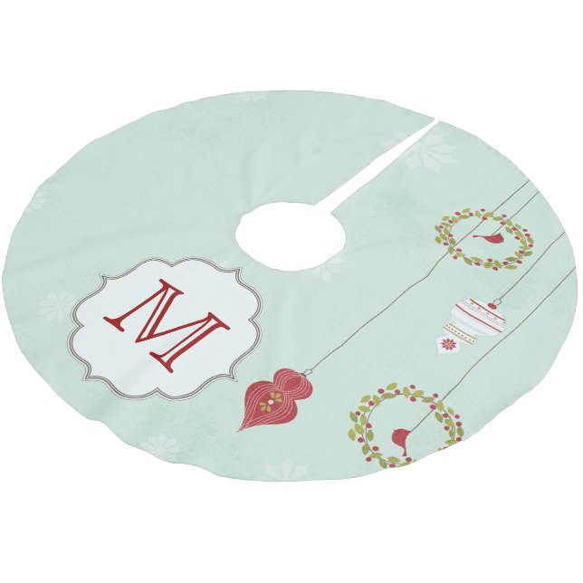 Holly Bales Cardinal Monogram Initial Tree Skirt (Angled)
