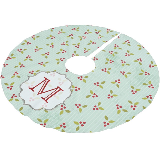 Holly Bales Cardinal Monogram Initial Tree Skirt (Angled)