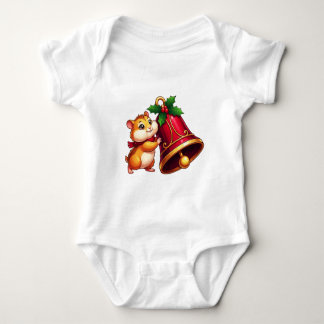 Holly Bell Hamster Christmas Charm Baby Bodysuit