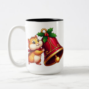 Holly Bell Hamster Christmas Charm Two-Tone Coffee Mug